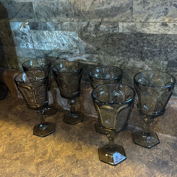 Fostoria Virginia Gray 6” tall footed goblets, lot of 6 in new condition - Picture 1 of 7